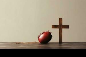 Happy good friday celebration concept with crown of thorns, bible, christian cross and copy space concept by AI Generated photo