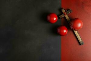 Happy good friday celebration concept with crown of thorns, bible, christian cross and copy space concept by AI Generated photo