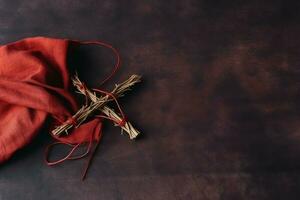 Happy good friday celebration concept with crown of thorns, bible, christian cross and copy space concept by AI Generated photo