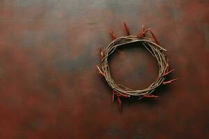 Happy good friday celebration concept with crown of thorns, bible, christian cross and copy space concept by AI Generated photo