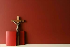 Happy good friday celebration concept with crown of thorns, bible, christian cross and copy space concept by AI Generated photo