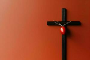 Happy good friday celebration concept with crown of thorns, bible, christian cross and copy space concept by AI Generated photo