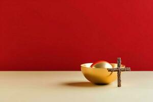 Happy good friday celebration concept with crown of thorns, bible, christian cross and copy space concept by AI Generated photo
