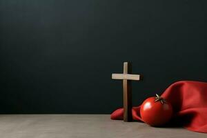 Happy good friday celebration concept with crown of thorns, bible, christian cross and copy space concept by AI Generated photo