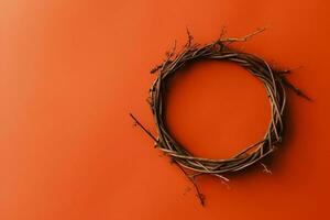 Happy good friday celebration concept with crown of thorns, bible, christian cross and copy space concept by AI Generated photo