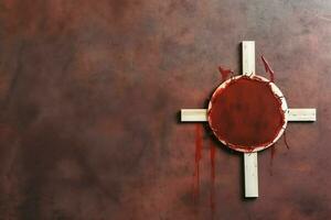 Happy good friday celebration concept with crown of thorns, bible, christian cross and copy space concept by AI Generated photo