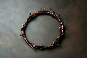 Happy good friday celebration concept with crown of thorns, bible, christian cross and copy space concept by AI Generated photo