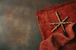 Happy good friday celebration concept with crown of thorns, bible, christian cross and copy space concept by AI Generated photo