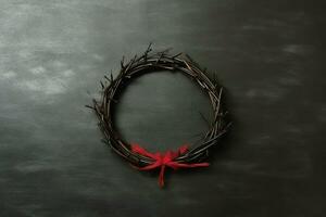 Happy good friday celebration concept with crown of thorns, bible, christian cross and copy space concept by AI Generated photo