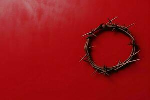 Happy good friday celebration concept with crown of thorns, bible, christian cross and copy space concept by AI Generated photo