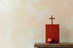 Happy good friday celebration concept with crown of thorns, bible, christian cross and copy space concept by AI Generated photo