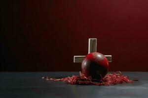 Happy good friday celebration concept with crown of thorns, bible, christian cross and copy space concept by AI Generated photo