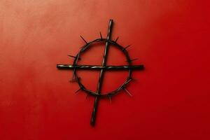 Happy good friday celebration concept with crown of thorns, bible, christian cross and copy space concept by AI Generated photo