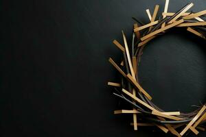 Happy good friday celebration concept with crown of thorns, bible, christian cross and copy space concept by AI Generated photo