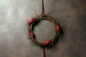 Happy good friday celebration concept with crown of thorns, bible, christian cross and copy space concept by AI Generated photo