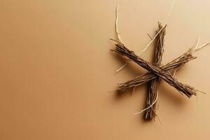 Happy good friday celebration concept with crown of thorns, bible, christian cross and copy space concept by AI Generated photo