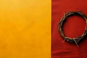 Happy good friday celebration concept with crown of thorns, bible, christian cross and copy space concept by AI Generated photo