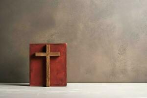 Happy good friday celebration concept with crown of thorns, bible, christian cross and copy space concept by AI Generated photo