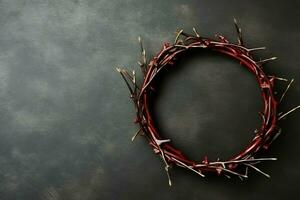 Happy good friday celebration concept with crown of thorns, bible, christian cross and copy space concept by AI Generated photo