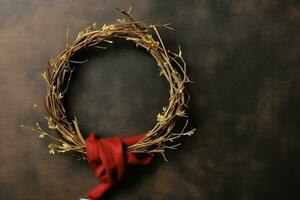 Happy good friday celebration concept with crown of thorns, bible, christian cross and copy space concept by AI Generated photo