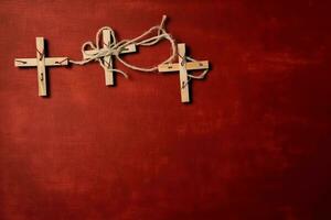 Happy good friday celebration concept with crown of thorns, bible, christian cross and copy space concept by AI Generated photo