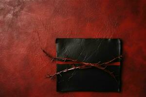 Happy good friday celebration concept with crown of thorns, bible, christian cross and copy space concept by AI Generated photo