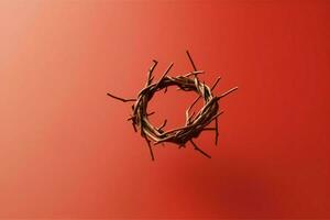 Happy good friday celebration concept with crown of thorns, bible, christian cross and copy space concept by AI Generated photo