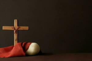 Happy good friday celebration concept with crown of thorns, bible, christian cross and copy space concept by AI Generated photo