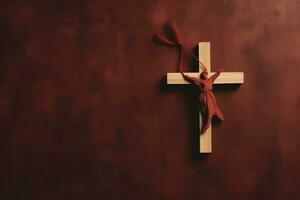 Happy good friday celebration concept with crown of thorns, bible, christian cross and copy space concept by AI Generated photo