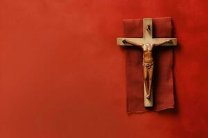 Happy good friday celebration concept with crown of thorns, bible, christian cross and copy space concept by AI Generated photo