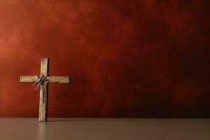 Happy good friday celebration concept with crown of thorns, bible, christian cross and copy space concept by AI Generated photo