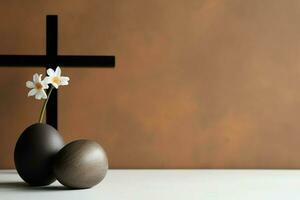 Happy good friday celebration concept with crown of thorns, bible, christian cross and copy space concept by AI Generated photo