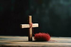 Happy good friday celebration concept with crown of thorns, bible, christian cross and copy space concept by AI Generated photo