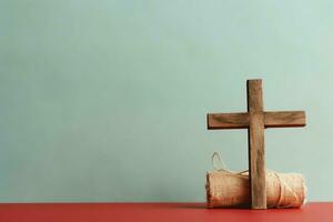 Happy good friday celebration concept with crown of thorns, bible, christian cross and copy space concept by AI Generated photo