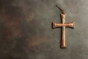 Happy good friday celebration concept with crown of thorns, bible, christian cross and copy space concept by AI Generated photo