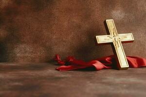 Happy good friday celebration concept with crown of thorns, bible, christian cross and copy space concept by AI Generated photo