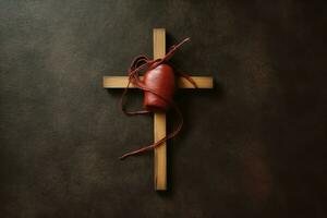 Happy good friday celebration concept with crown of thorns, bible, christian cross and copy space concept by AI Generated photo