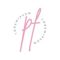 Initial Letter PF Logo Design Vector Template. Elegant Handwritten Signature Logo