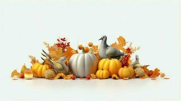 Thanksgiving day or autumn composition with pumpkin, oranges, leaves or chicken. Thanksgiving food concept by AI Generated photo