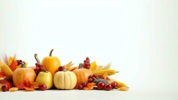 Thanksgiving day or autumn composition with pumpkin, oranges, leaves or chicken. Thanksgiving food concept by AI Generated photo