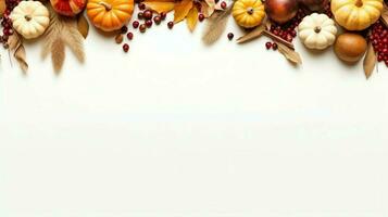 Thanksgiving day or autumn composition with pumpkin, oranges, leaves or chicken. Thanksgiving food concept by AI Generated photo