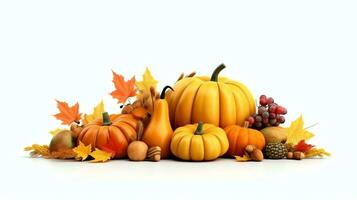 Thanksgiving day or autumn composition with pumpkin, oranges, leaves or chicken. Thanksgiving food concept by AI Generated photo