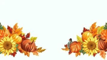 Thanksgiving day or autumn composition with pumpkin, oranges, leaves or chicken. Thanksgiving food concept by AI Generated photo