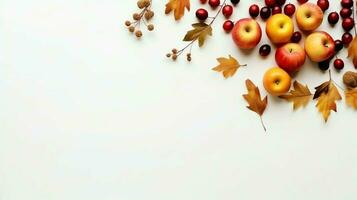 Thanksgiving day or autumn composition with pumpkin, oranges, leaves or chicken. Thanksgiving food concept by AI Generated photo