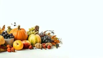 Thanksgiving day or autumn composition with pumpkin, oranges, leaves or chicken. Thanksgiving food concept by AI Generated photo