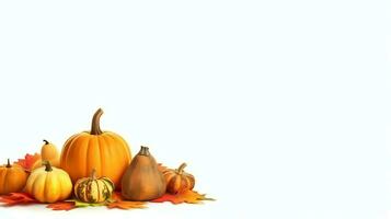 Thanksgiving day or autumn composition with pumpkin, oranges, leaves or chicken. Thanksgiving food concept by AI Generated photo