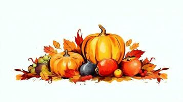 Thanksgiving day or autumn composition with pumpkin, oranges, leaves or chicken. Thanksgiving food concept by AI Generated photo