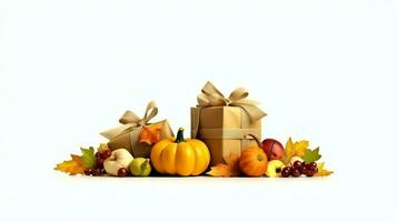 Thanksgiving day or autumn composition with pumpkin, oranges, leaves or chicken. Thanksgiving food concept by AI Generated photo