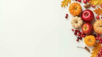 Thanksgiving day or autumn composition with pumpkin, oranges, leaves or chicken. Thanksgiving food concept by AI Generated photo