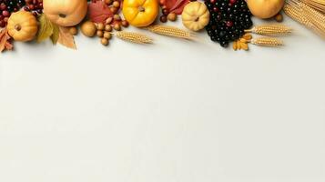 Thanksgiving day or autumn composition with pumpkin, oranges, leaves or chicken. Thanksgiving food concept by AI Generated photo